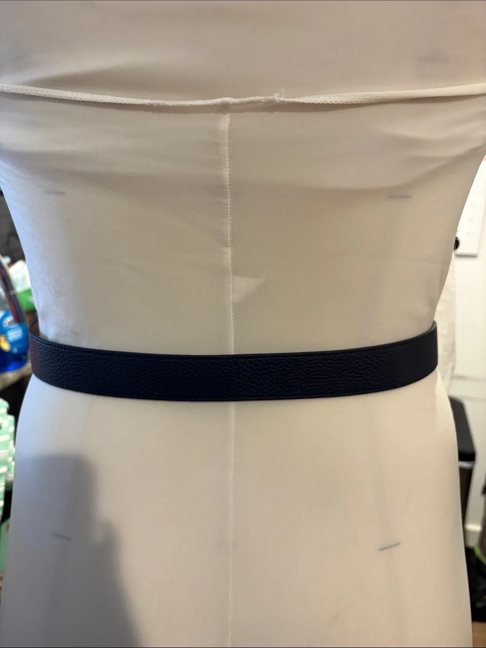 Talbots Black Pebbled Leather Belt with Silver Buckle